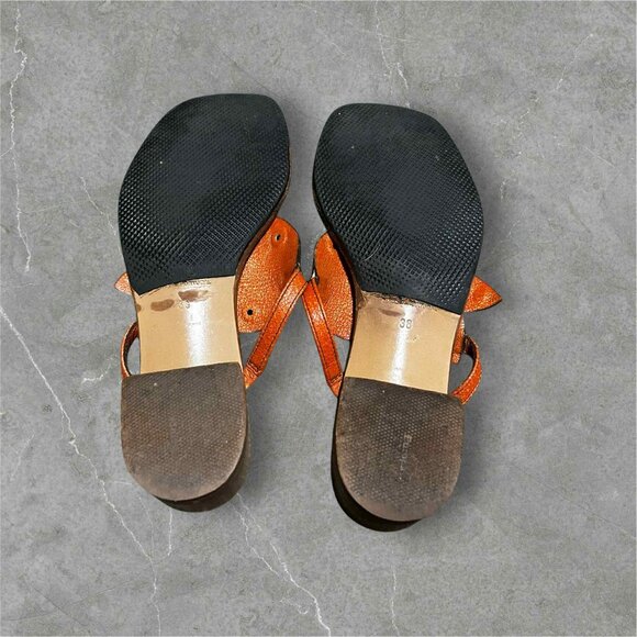 Coccinelle Orange Leather Sandals | Size 38 | Made in Portugal | Chic Summer Sli - Picture 2 of 4